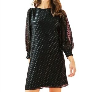 LILLY PULITZER MAISEL All Silk Dress Black Moroccan Metallic